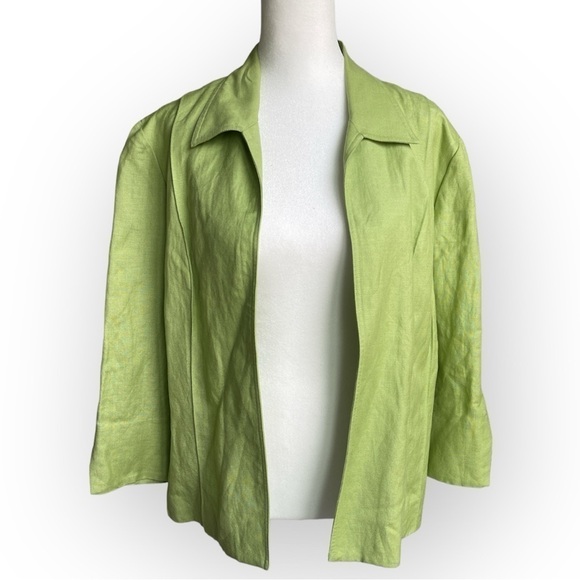 3/$20 Jessica Howard Green Lightweight Linen Blend Blazer - Size 12 - Picture 1 of 6